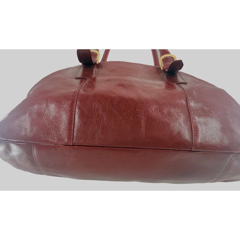 Latico Leathers Burgundy Leather Dome Shoulder Bag Gold Hardware Satchel Red - Picture 7 of 12